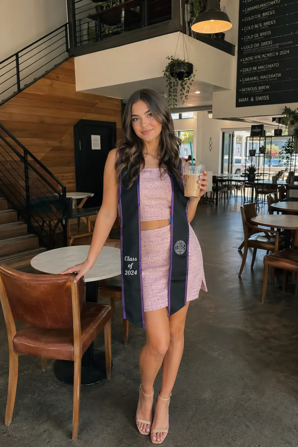 two piece mini set graduation outfit matching top skirt stylish modern fitted design casual chic trendy look for women