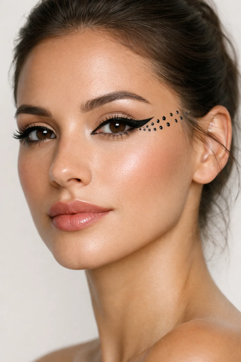 dotted trail eyeliner graphic liner dots creative playful eye makeup idea