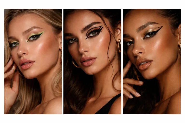graphic eyeliner looks collage bold trendy eye makeup styles modern glam beauty inspiration