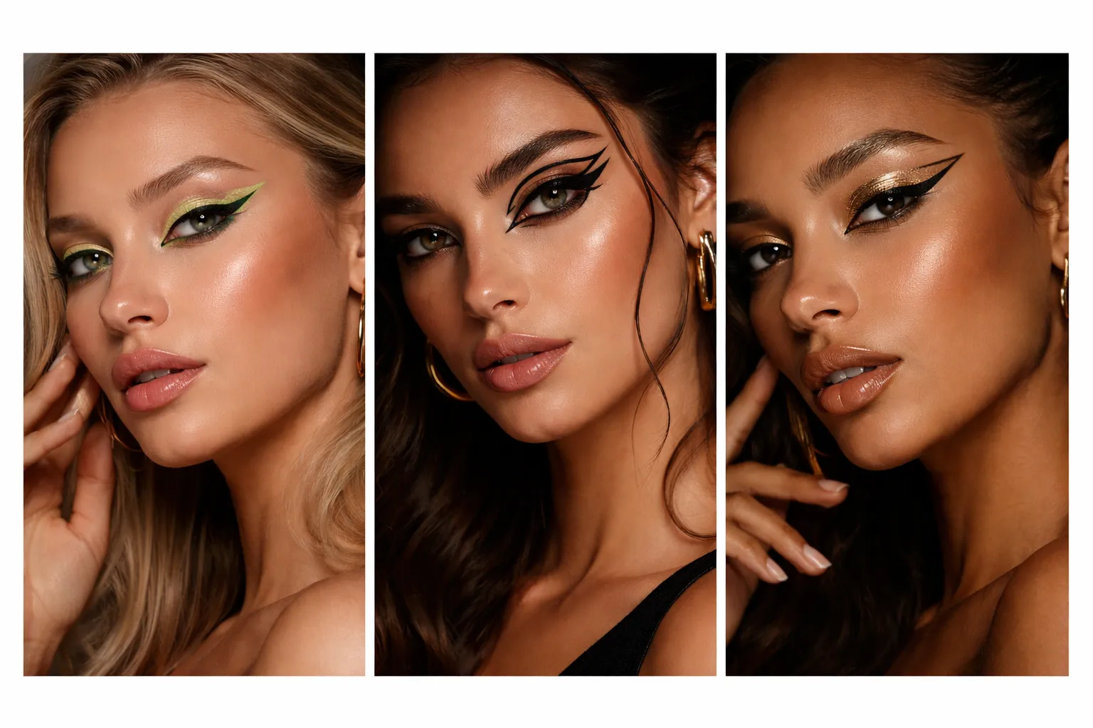 graphic eyeliner looks collage bold trendy eye makeup styles modern glam beauty inspiration