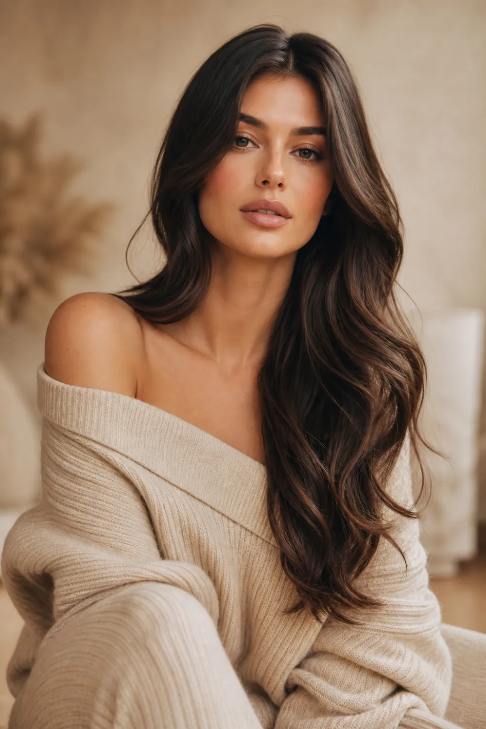 natural airy loose waves hairstyle, effortless wavy hair look, soft natural texture waves, everyday parisian hairstyle, light volume loose waves, casual chic hair trend pinterest
