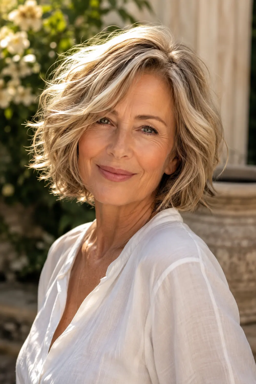 Layered Bob With Soft Fringe for Older Women Style