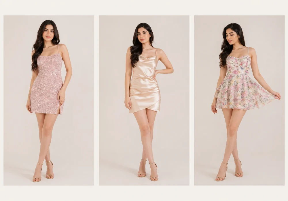 homecoming dresses collage sequin mini satin slip floral skater dress outfit ideas trendy hoco looks for girls party dresses inspiration