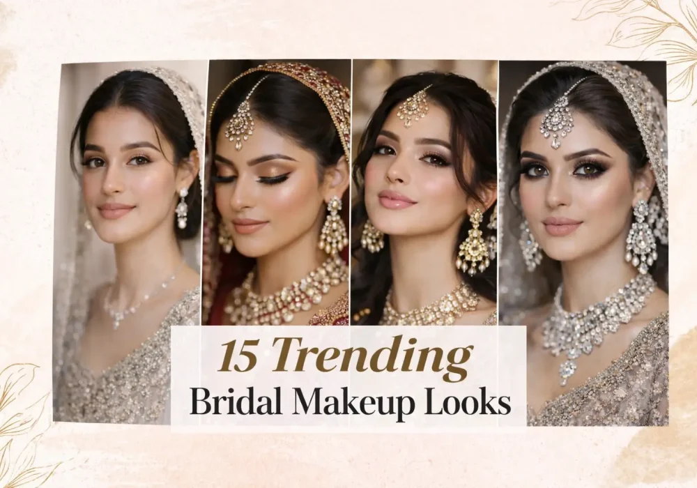 15 trending bridal makeup looks collage for wedding season brides