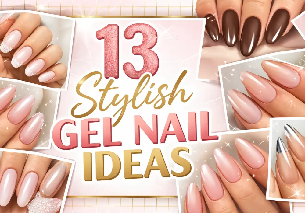 13 stylish gel nail ideas pinterest pin, nail designs for eid, modern glossy gel nails collage for eid manicure inspiration, trendy pakistani nail designs grid