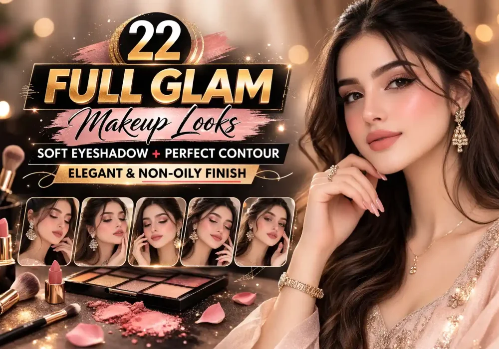full glam makeup looks Pakistani model soft eyeshadow perfect contour elegant non oily finish beauty collage