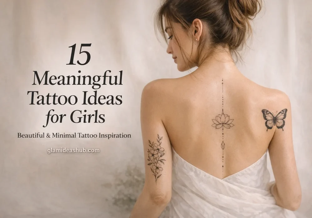meaningful tattoo ideas for girls collage featuring lotus spine tattoo butterfly shoulder tattoo and floral arm tattoo inspiration
