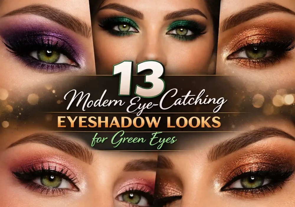 13 modern eye catching eyeshadow for green eyes collage with copper plum emerald and pink glam makeup inspiration