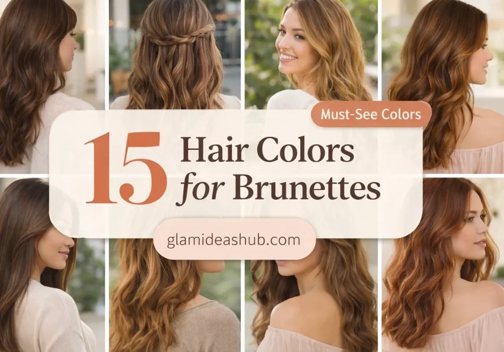 15 trendy hair colors for brunettes collage caramel chocolate auburn balayage brunette hair color inspiration glamideashub pinterest guide